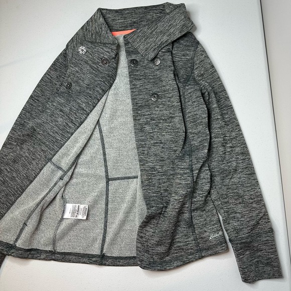 Eddie Bauer Gray Open Front Snap Cowl Neck Active Wrap Womens Size Medium M - Picture 6 of 11